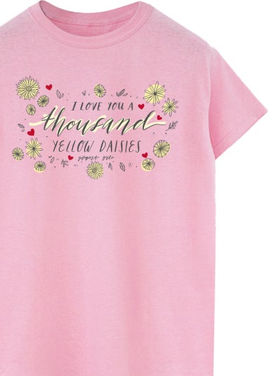 Gilmore Girls Thousand Yellow Daisies Heart Pink Boyfriend Fit T-Shirt