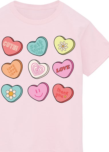 Brands In Candy Hearts Pink T-Shirt (3-13 Years)