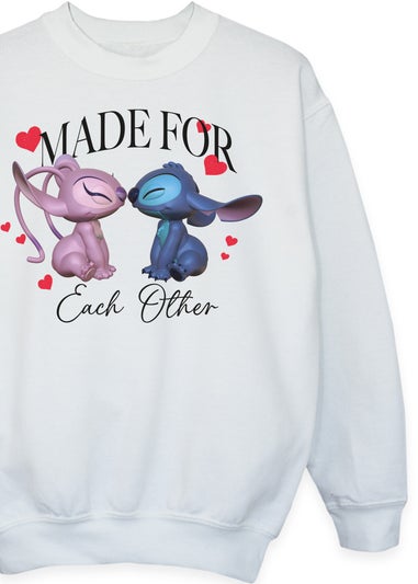 Disney Lilo & Stitch Made For Each Other White Sweatshirt (3-13 Years)