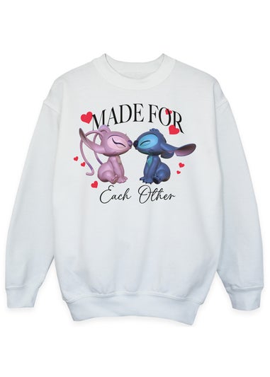 Disney Lilo & Stitch Made For Each Other White Sweatshirt (3-13 Years)