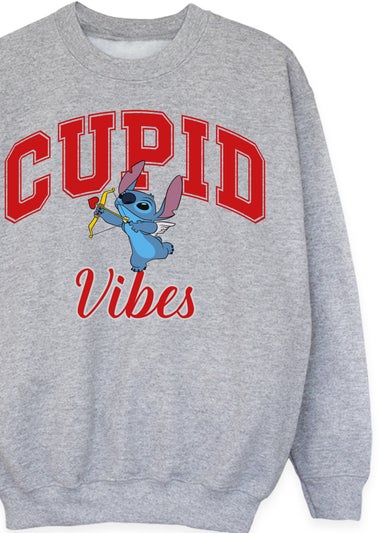 Disney Lilo & Stitch Cupid Vibes Heather Grey Sweatshirt (3-13 Years)