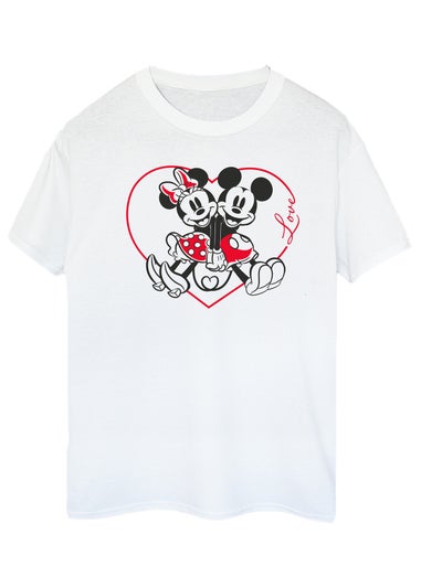 Disney Mickey Mouse Heart White Boyfriend Fit T-Shirt