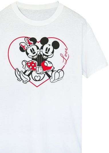 Disney Mickey Mouse Heart White Boyfriend Fit T-Shirt