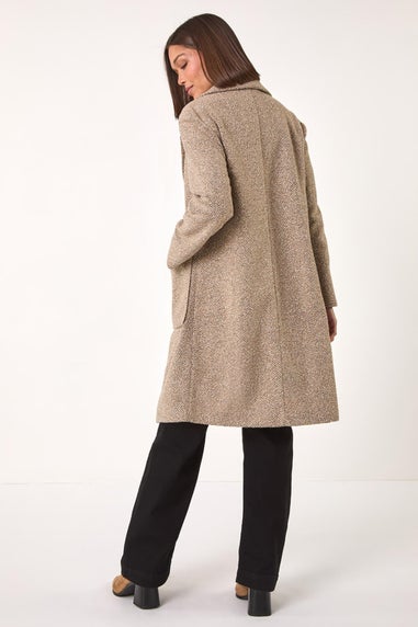 Roman Beige Single Breasted Longline Coatigan