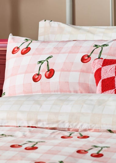 Heya Home Cherry Gingham Printed Duvet Cover Set