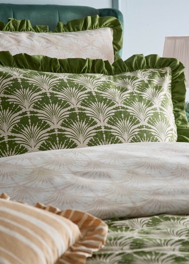 furn. Deco Palm Printed Ruffle Duvet Cover Set