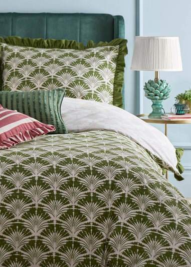 furn. Deco Palm Printed Ruffle Duvet Cover Set