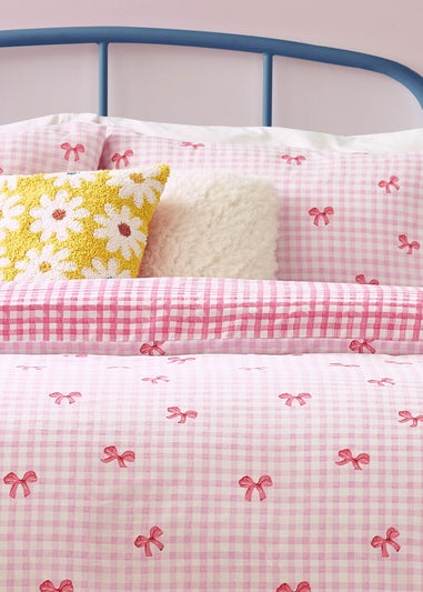 Heya Home Gingham Bows Printed Duvet Cover Set