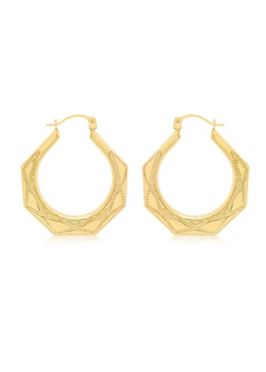 Golden Moments 9ct Yellow Gold Patterned Creole Earrings