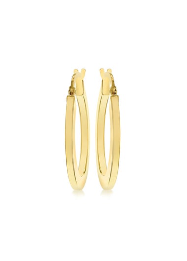 Golden Moments 9ct Yellow Gold Flat Oval Creole Earrings