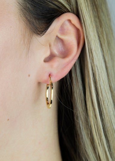 Golden Moments 9ct Yellow Gold Flat Oval Creole Earrings