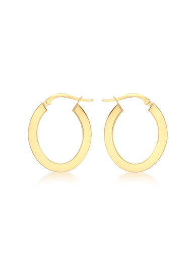 Golden Moments 9ct Yellow Gold Flat Oval Creole Earrings