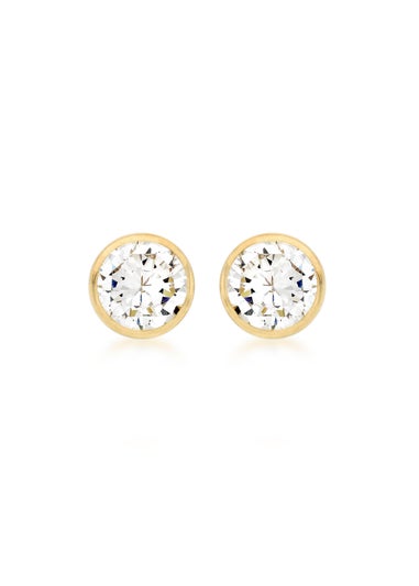 Golden Moments 9ct Yellow Gold CZ Round Stud Earrings