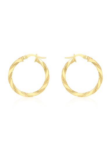 Golden Moments 9ct Yellow Gold Twist-Tube Hoop Creole Earrings