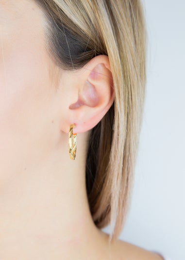Golden Moments 9ct Yellow Gold Twist-Tube Hoop Creole Earrings