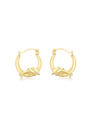 Golden Moments 9ct Yellow Gold Dolphin Creole Earrings