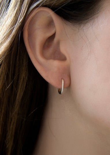 Golden Moments 9ct Yellow Gold CZ Rectangular Hoop Creole Earrings