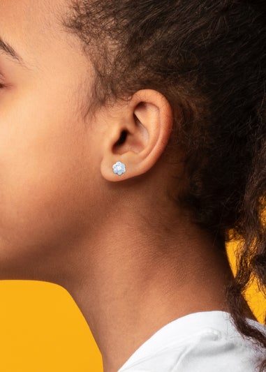 Golden Moments 9ct Yellow Gold Blue Enamel Flower Stud Earrings