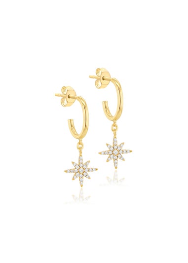 Golden Moments 9ct Yellow Gold CZ North Star Drop Stud Earrings