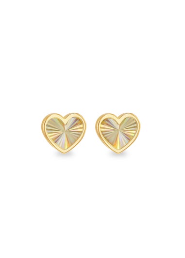Golden Moments 9ct Yellow Gold Rainbow Heart Stud Earrings