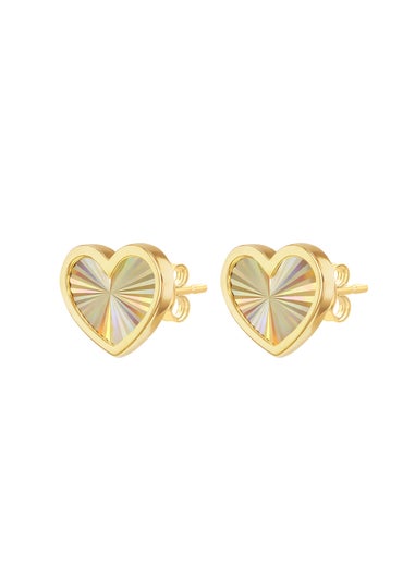 Golden Moments 9ct Yellow Gold Rainbow Heart Stud Earrings