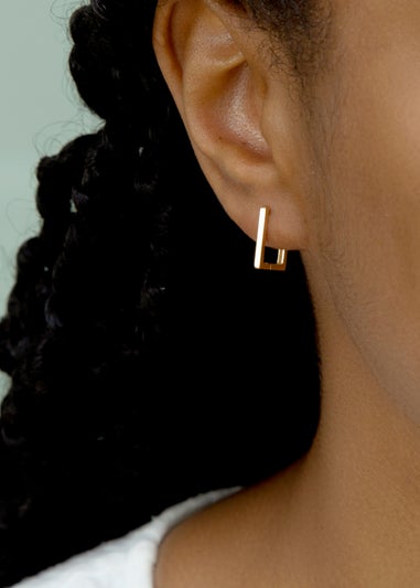 Golden Moments 9ct Yellow Gold Rectangular Hoop Earrings