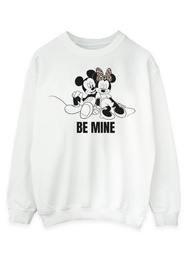 Disney Mickey Mouse Be Mine Women White Sweatshirt