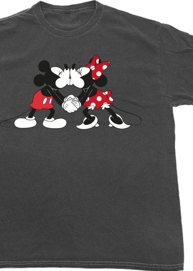 Disney Mickey Mouse Kiss Charcoal Washed Boyfriend Fit T-Shirt