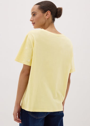 Yellow Embroidered Floral T-Shirt