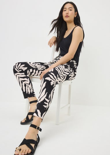 Black Leaf Tapered Trousers