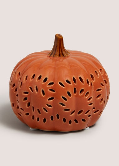 Orange Filigree LED Pumpkin Ornament