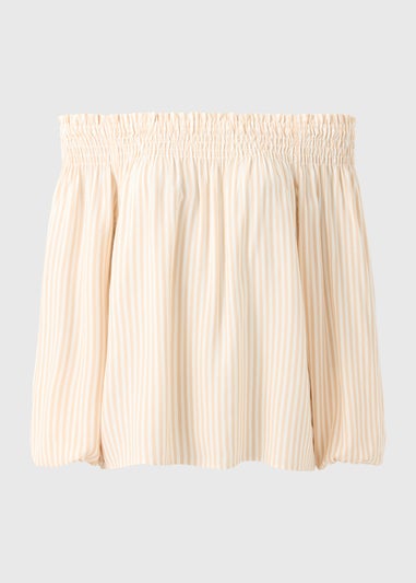 Stone Stripe Shirred Bardot Top