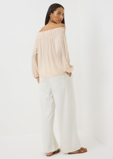 Stone Stripe Shirred Bardot Top
