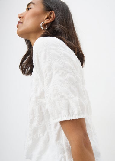 Ivory Seersucker Blouse
