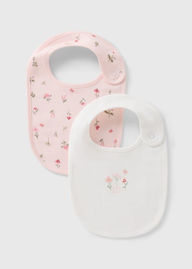 Baby Pink Floral Frill Bibs