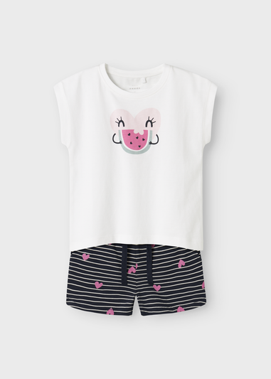 Name It Girls White Heart Top & Shorts Set (1.5-7yrs)