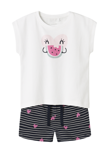 Name It Girls White Heart Top & Shorts Set (1.5-7yrs)