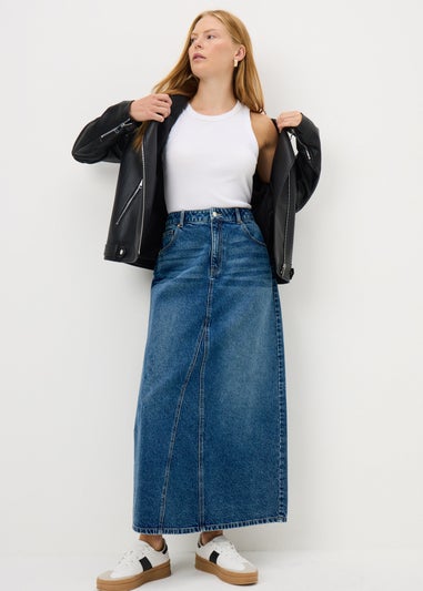 Midwash Denim Maxi Skirt