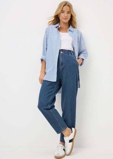 Dark Wash Paper Bag Jeans
