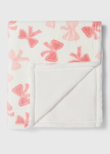 Pink Bow Fleece Blanket