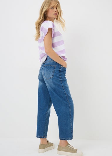 Mid Wash Barrel Leg Jeans