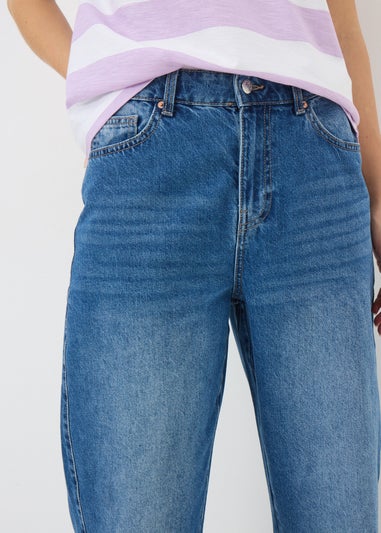 Mid Wash Barrel Leg Jeans