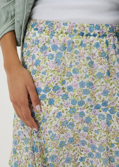 Multicolour Ditsy Floral Frill Tiered Mini Skirt