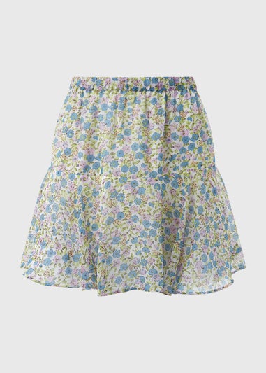 Multicolour Ditsy Floral Frill Tiered Mini Skirt