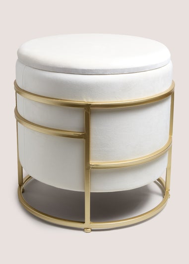 Cream Velvet Gold Leg Pouffe