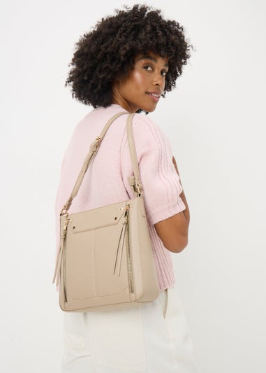 Beige Messenger Crossbody Bag