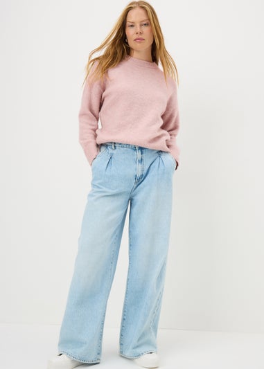 Womens Fluffy Oversized Light Pink Jumper