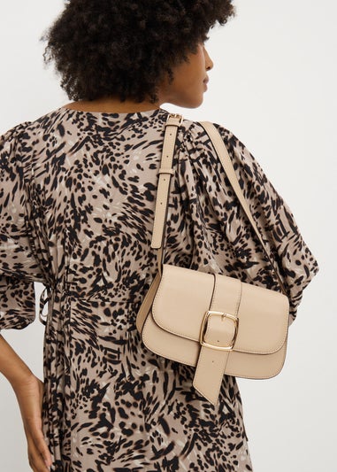 Cream Faux Leather Cross Body Bag