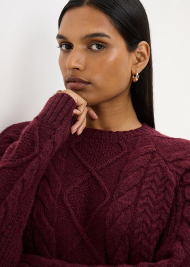 Burgundy Cable Knit Tunic Dress