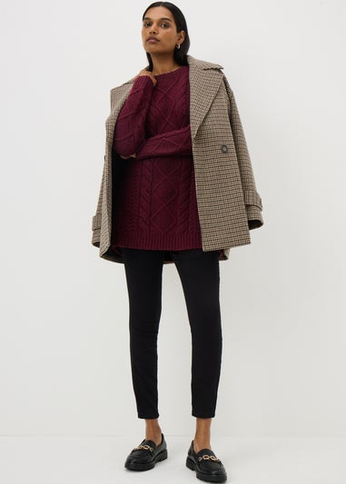 Burgundy Cable Knit Tunic Dress